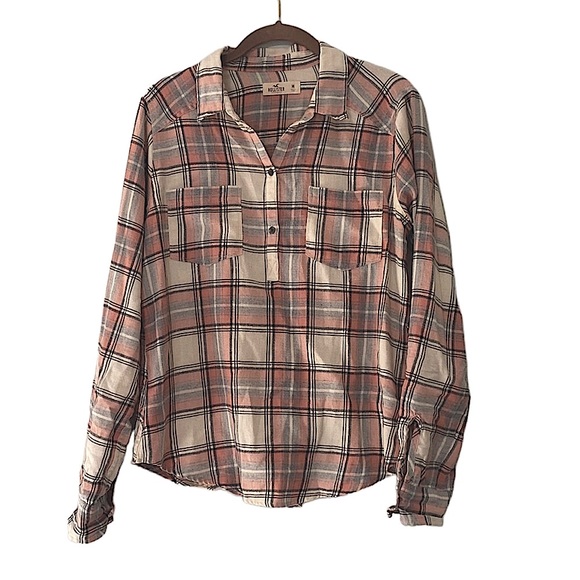 Hollister Flannel Half Button 3/4 Sleeves or Long Sleeves Size Medium - Picture 2 of 9